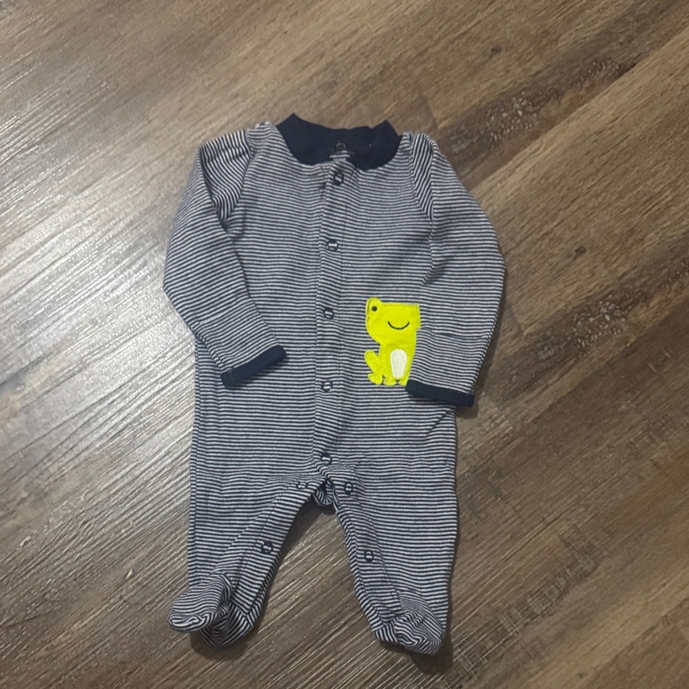 Simple Joys Navy and Gray Striped Baby Footie Newborn